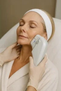 Woman receiving HIFU non surgical facelift treatment Greater London (Lewisham)