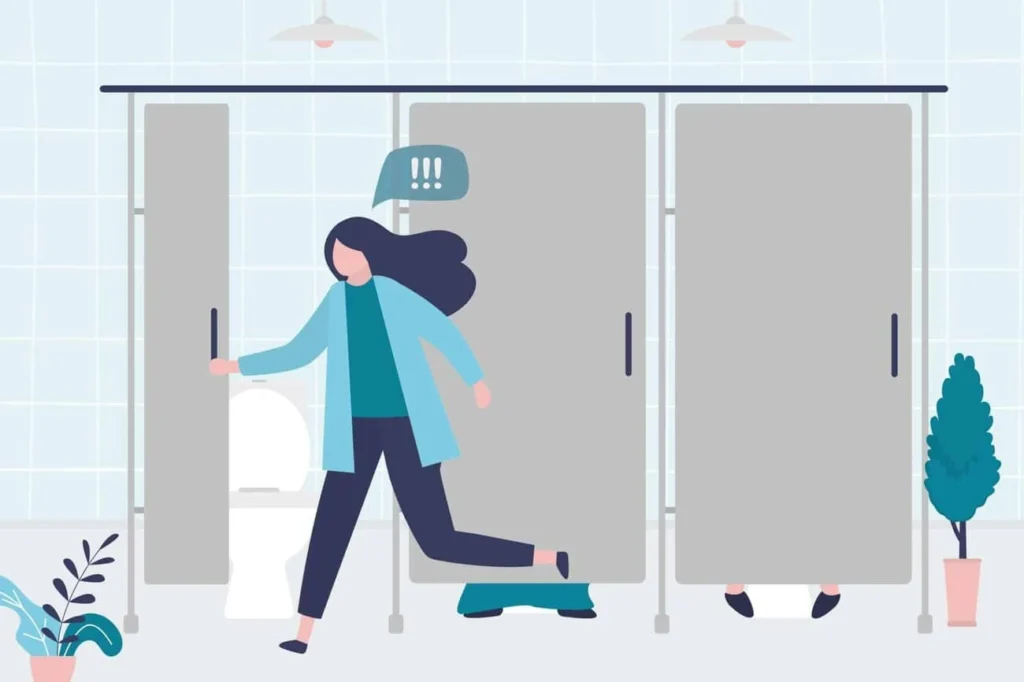 graphic of Urine incontinence Greater London (Lewisham) woman running to the toilet.