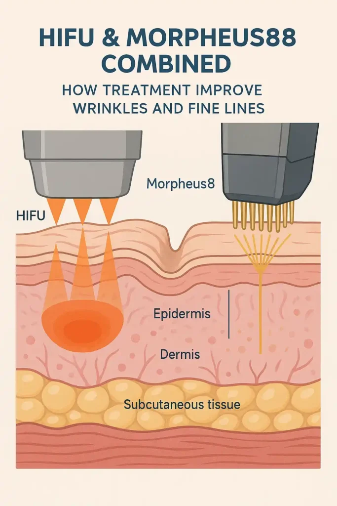Diagram showing HIFU & Morpeus8 Greater London (Lewisham) and the benefits for reduction in wrinkles and fine lines